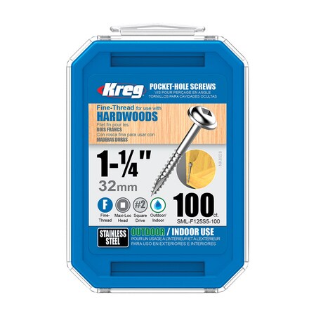 Kreg Tool Pktscrw 1.25" 100Ct F-Ss SML-F125S5-100